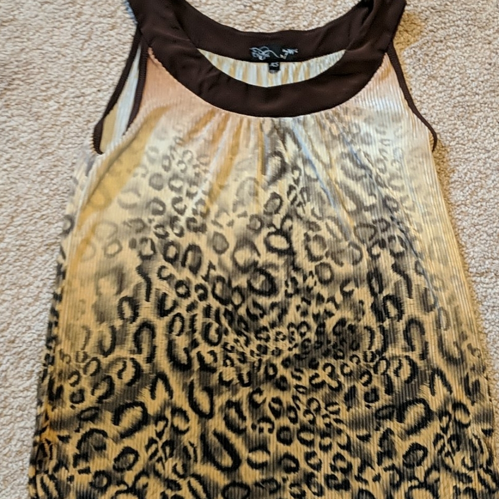 Silk Ribbed Chetah Print Tank Top